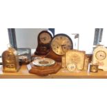 Quantity of vintage clocks and a barometer. This lot is not available for in-house P&P.