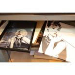Shelf of prints including framed and glazed examples. This lot is not available for in-house P&P.
