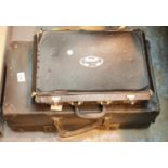 Vintage leather suitcase by Revelation and another case with contents. This lot is not available for