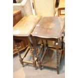 Small drop leaf table with barley twist legs and another side table. This lot is not available for