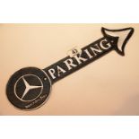 Cast iron Mercedes Benz arrow sign, 40 x 12 cm. P&P Group 2 (£18+VAT for the first lot and £2+VAT