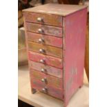 Eight drawer painted wooden trinket/collectors cabinet. This lot is not available for in-house P&P