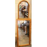 Freestanding pine bedroom mirror and matching oblong mirror. This lot is not available for in-