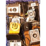 Box of vintage folding box cameras by Kodak. P&P Group 3 (£25+VAT for the first lot and £5+VAT for