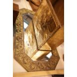 Brass magazine rack and a brass framed bevelled edge mirror. This lot is not available for in-