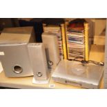 LG CD player with amplifier, speakers and CDs. This lot is not available for in-house P&P