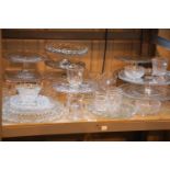 Victorian and later pressed glass cake plates, tazzas, bowls and cream jugs. This lot is not