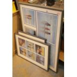 Four framed and glazed multi prints of children by the seaside by Stephen Jones. This lot is not