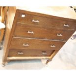 Vintage oak fire long chest of drawers. This lot is not available for in-house P&P