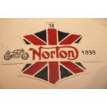 Cast iron Norton 1898 sign, 29 x 20 cm. P&P Group 2 (£18+VAT for the first lot and £2+VAT for
