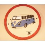 Cast iron circular VW caravan sign, D: 24 cm. P&P Group 2 (£18+VAT for the first lot and £2+VAT
