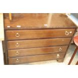 Dark stained five drawer chest of long drawers, 90 x 42 x 72 x 78 cm. This lot is not available