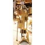 Brushed brass fireside companion set. This lot is not available for in-house P&P