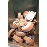 Box of heavy duty industrial castors with steel fitting plates. This lot is not available for in-