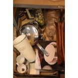 Box of mixed items including glass, silver plate etc. This lot is not available for in-house P&P