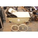 Childs silver cross dolls pram. This lot is not available for in-house P&P