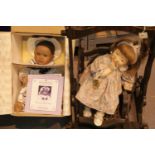 Boxed limited edition Ashton Drake doll and another on a swing. This lot is not available for in-