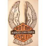 Cast iron Harley Davidson wings sign, 29 x 20 cm. P&P Group 2 (£18+VAT for the first lot and £2+