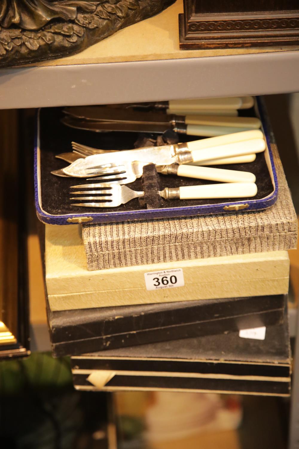 Five boxes of cased cutlery. This lot is not available for in-house P&P.