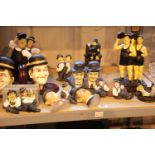 Shelf of mixed Laurel and Hardy items. This lot is not available for in-house P&P