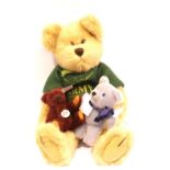 Small Hermann Annual Pin bear, a small Steiff teddy bear and an Army benevolent fund bear.