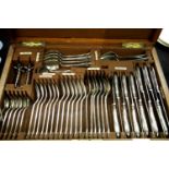 Forty six piece Walker and Hall vintage silver plated canteen of cutlery. This lot is not