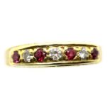 Ladies 18ct gold antique ruby and diamond ring, size M, 3.0g. P&P Group 1 (£14+VAT for the first lot