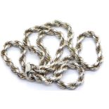 Silver rope neck chain, L: 42 cm, 38g. P&P Group 1 (£14+VAT for the first lot and £1+VAT for