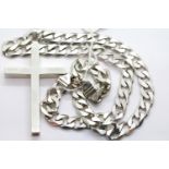 Sterling silver solid vintage 1973 Priests cross on heavy sterling silver curb chain, both pieces