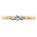 9ct gold three diamond ring size L/M, 1.8g. P&P Group 1 (£14+VAT for the first lot and £1+VAT for