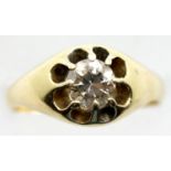 18ct gold vintage Art Deco gents diamond solitaire ring, approximately 0.85ct, 5.4g size P. P&P