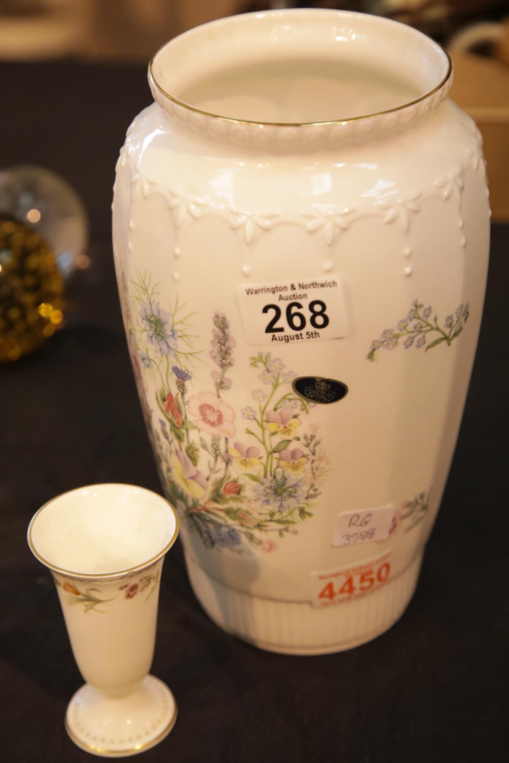 Large Aynsley wild tudor vase and small Wedgwood vase. P&P Group 3 (£25+VAT for the first lot and £