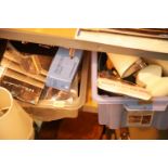 Two boxes of mixed household items including CDs, table lamps etc. This lot is not available for