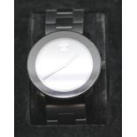 Gents Movado Bold wristwatch in wooden watch box. P&P Group 1 (£14+VAT for the first lot and £1+