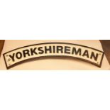 Cast iron curved banner type Yorkshireman sign, L: 65 cm. P&P Group 2 (£18+VAT for the first lot and