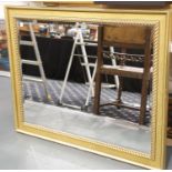 Large gilt framed bevel edge mirror, 75 x 100 cm. This lot is not available for in-house P&P