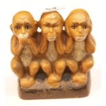 Cast iron three Monkeys figurine, H: 12 cm. P&P Group 2 (£18+VAT for the first lot and £2+VAT for