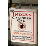 White Indian Cylinder Oil petrol can, H: 30 cm. P&P Group 2 (£18+VAT for the first lot and £2+VAT