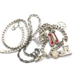 Three silver bracelets including a charm bracelet, total weight 30g. P&P Group 1 (£14+VAT for the