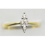 Ladies four stone marquise set diamond ring 18ct yellow gold, size N, 2.9g. P&P Group 1 (£14+VAT fo