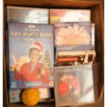 Box of CDs and DVDs including Mrs Browns Boys box sets. This lot is not available for in-house P&P