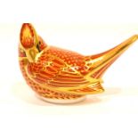 Royal Crown Derby Red Cardinal with gold stopper, L: 10 cm. P&P Group 2 (£18+VAT for the first lot