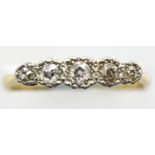 Ladies antique 18ct gold and platinum five stone diamond ring, size Q, 2.3g. P&P Group 1 (£14+VAT