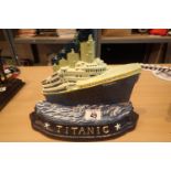 Cast iron Titanic doorstop, H: 27 cm. P&P Group 2 (£18+VAT for the first lot and £3+VAT for