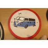 Cast iron Volkswagen campervan sign, D: 25 cm. P&P Group 2 (£18+VAT for the first lot and £3+VAT for