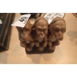 Cast iron three monkeys moneybox, H: 13 cm. P&P Group 2 (£18+VAT for the first lot and £3+VAT for