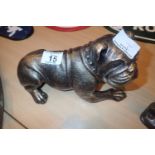 Cast iron lying dog figurine, L: 25 cm. P&P Group 2 (£18+VAT for the first lot and £3+VAT for
