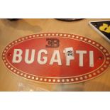 Cast iron Bugatti sign, L: 35 cm. P&P Group 2 (£18+VAT for the first lot and £3+VAT for subsequent