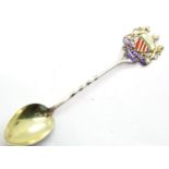 Antique 1923 sterling silver and enamel Manchester Coat of Arms spoon. P&P Group 1 (£14+VAT for