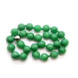 Jade bead necklace, 50 cm, each bead 15 mm. P&P Group 1 (£14+VAT for the first lot and £1+VAT for